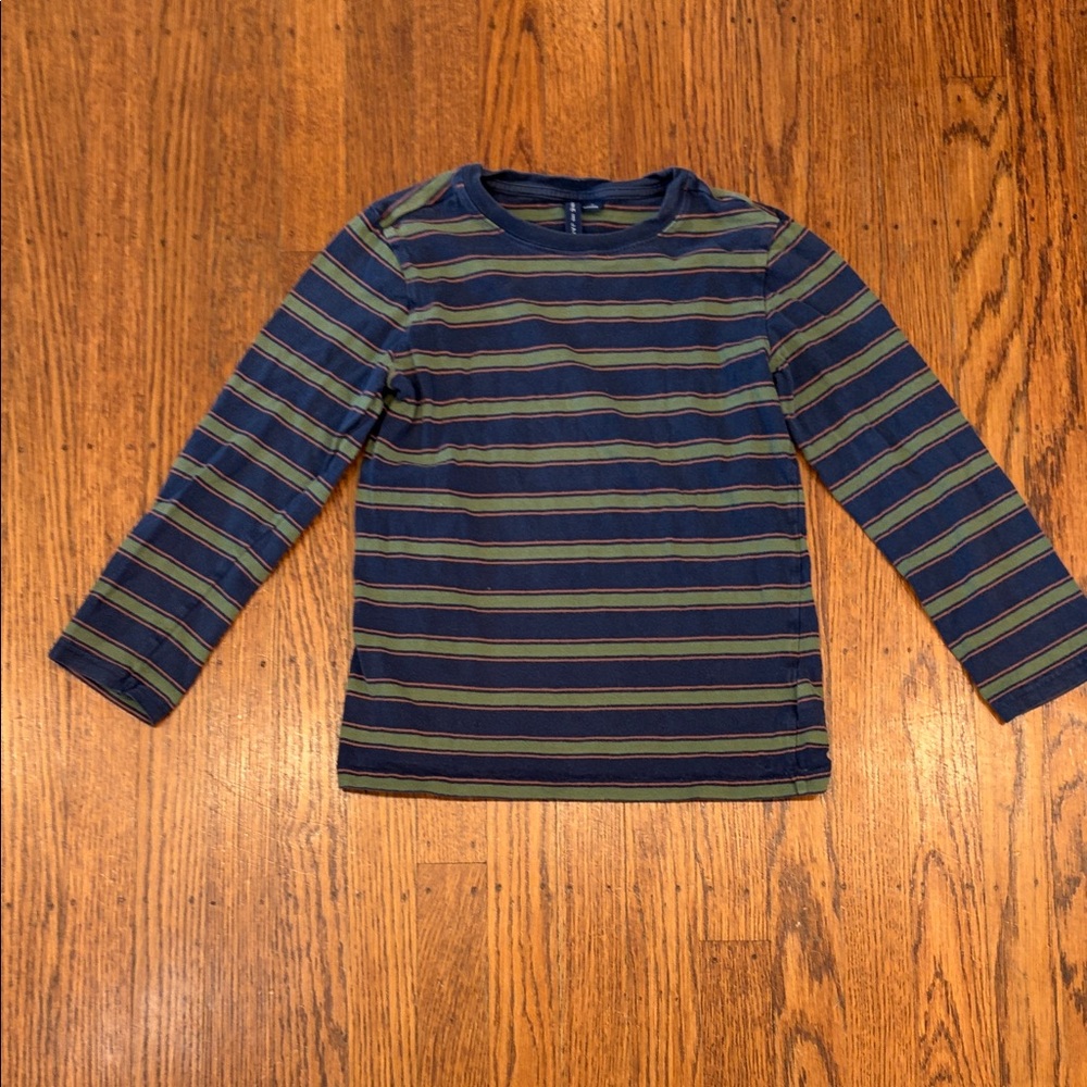 Janie and Jack Navy and Olive Striped Long Sleeve Tee - Boys 8